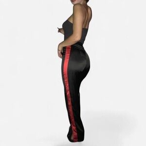 Silky Black and Red Women's Pants